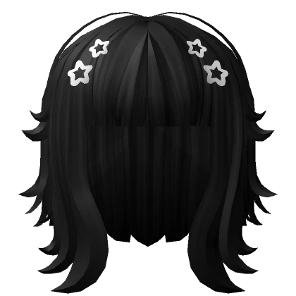 Kawaii Layered Short Hair w/ Stars Black