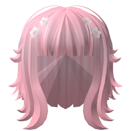 Kawaii Layered Short Hair w/ Stars Pink