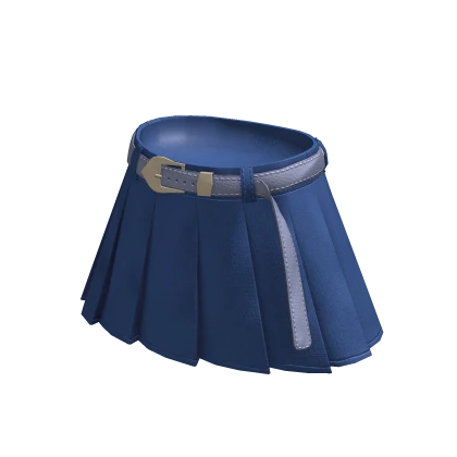 School Girl Short Pleated Skirt w Belt Blue