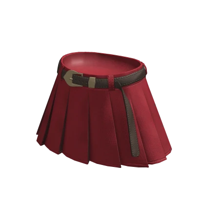 BB School Girl Short Pleated Skirt w Belt Red