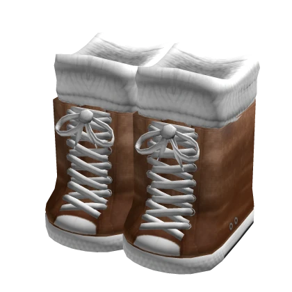 Y2K Knee High Shoes w Socks Brown