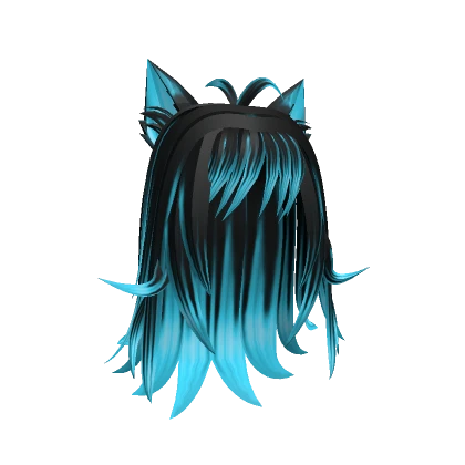 Cute hair Whit Cat Ears [Black to Blue]