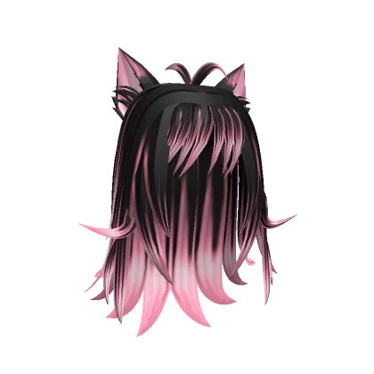 Cute hair Whit Cat Ears [Black to Pink]