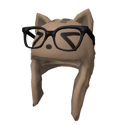 Cute Glasses Cat Beanie Brown