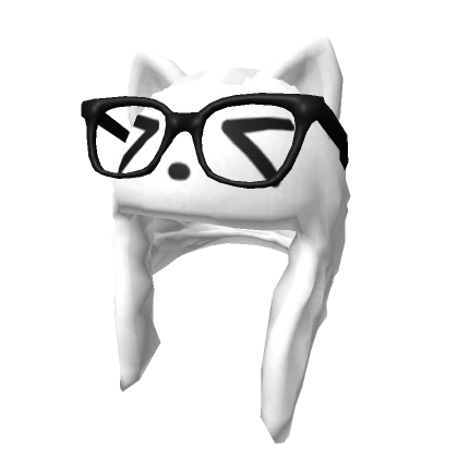 Cute Glasses Cat Beanie White