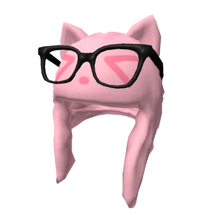 Cute Glasses Cat Beanie Pink