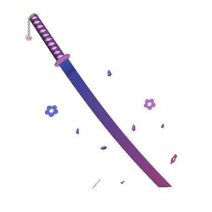 Flower katana sword Purple to Pink