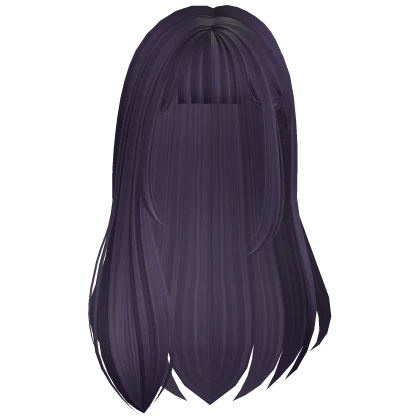 Long Lush Straight Hair w/ Bangs (Dark Purple)