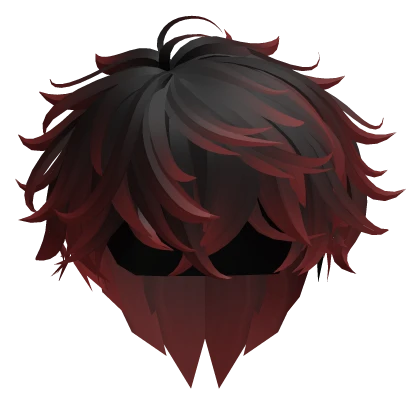 Fluffy Messy Anime Hair in Red & Black