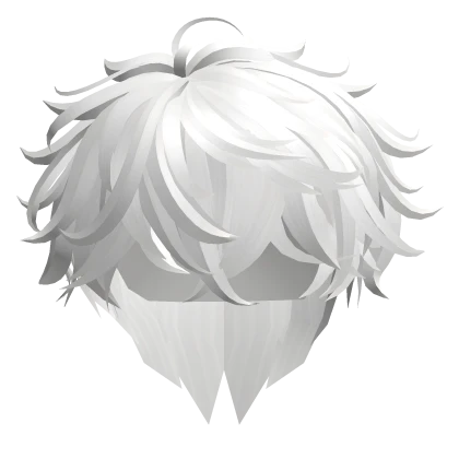 Fluffy Messy Anime Hair in White