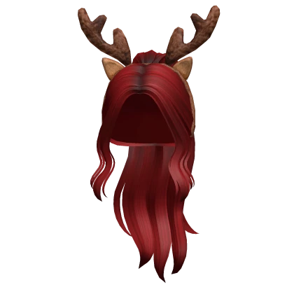 Christmas Ponytail Hair w/ Reindeer Ears (Red)