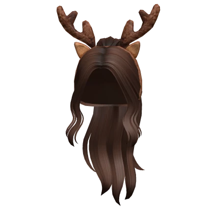 Christmas Ponytail Hair w/ Reindeer Ears (Brown)