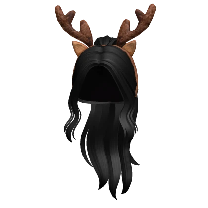 Christmas Ponytail Hair w/ Reindeer Ears (Black)