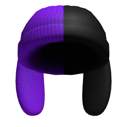 Y2K  Knitted Bunny  Beanie - Black & Purple