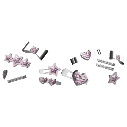 Pink Diamond Decora Hairclips (Silver / Harajuku)