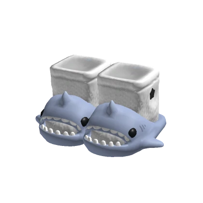 Gray Socks Shark Slippers