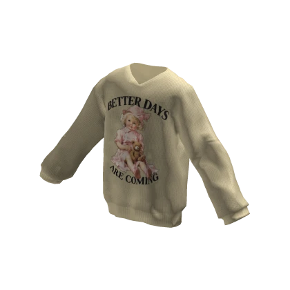 Y2K Vintage 40s Pop Art Sweater Cream Beige