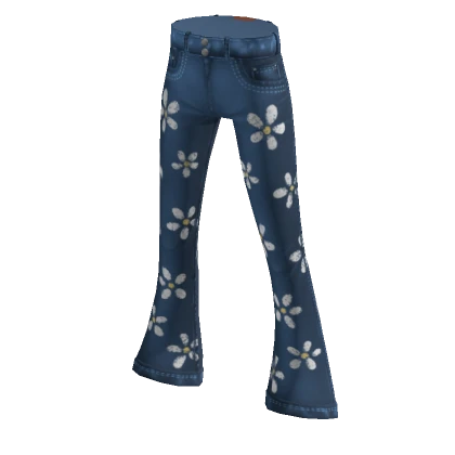 Flared Jeans - Blue + y2k Daisies