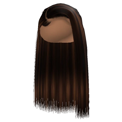 Side Part Silk Press In Brown Highlights