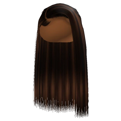 Side Part Silk Press In Brown Highlights