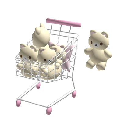 ♡ kawaii bear plushie shopping cart (holdable)