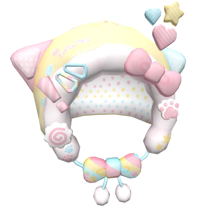 ♡ kawaii cutesy pastel confetti droopy kitty hood 