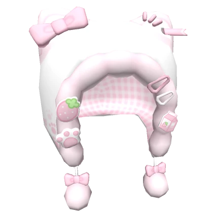 ♡ kawaii strawberry milk pastel pink cow cat hood