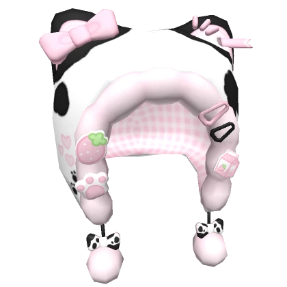 ♡ kawaii strawberry milk black pink cow cat hood 