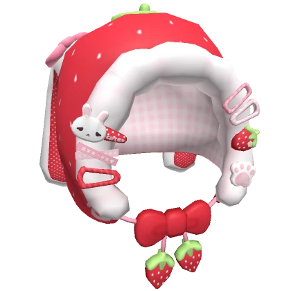 ♡ kawaii red cutesy strawberry bunny hood