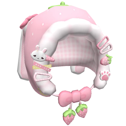 ♡ kawaii pink cutesy strawberry bunny hood