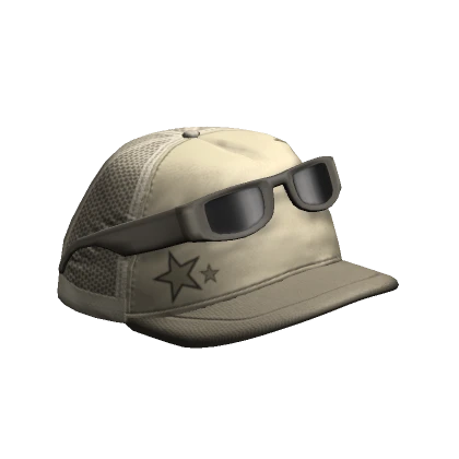 Y2K Grunge Trucker Hat with Raised Shades Khaki