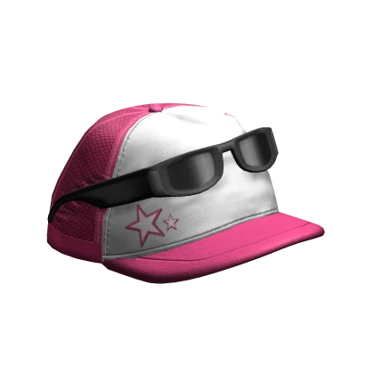 Y2K Trucker Hat with Raised Shades Pink