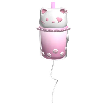 Cute Pink Kitty Paw Boba Balloon