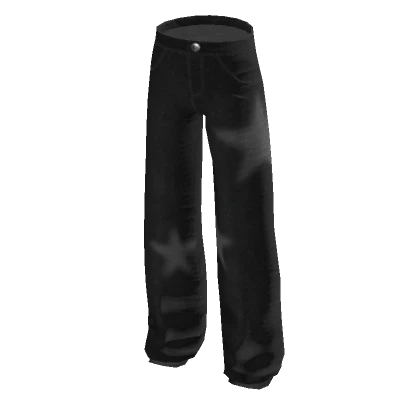 y2k star denim pants black