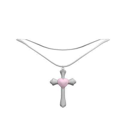 ♡ : 3.0 pink heart cross necklace 