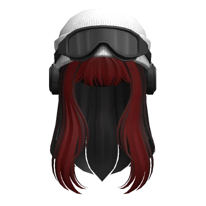 Two Tone flowy hair w/ Goggles in Red