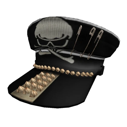 Punk & Gothic Gold Emo Cap With Skull & Spikes