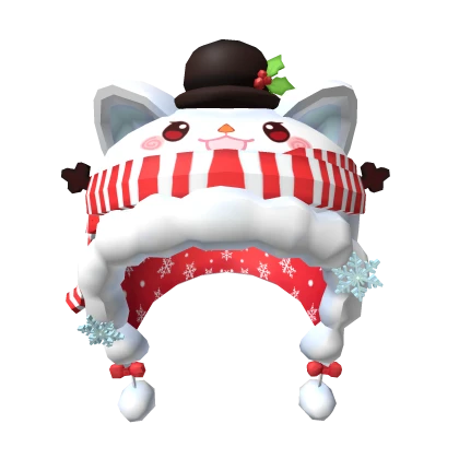 Kawaii Christmas Snowman Kitty Hood