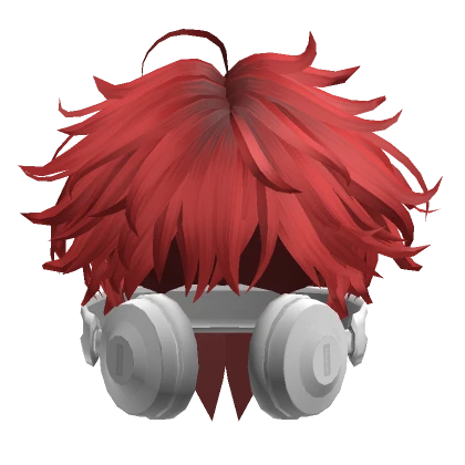 Messy Anime Hair w/ Headphones in Red