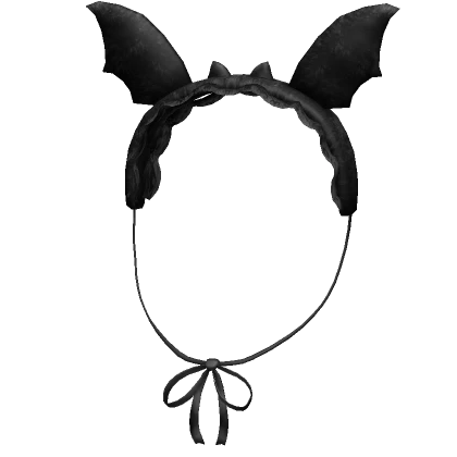 Laced Fuzzy Bat Ears Headband w/ Ribbon (Black)