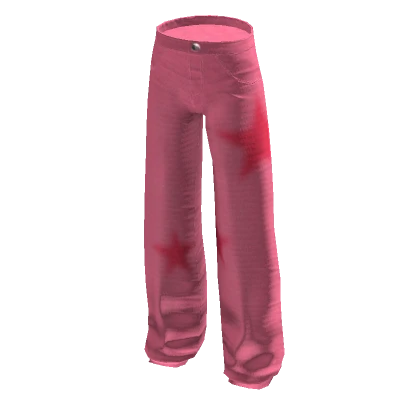 y2k star denim pants pink