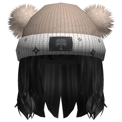 Super Fluffy Winter Beanie Cap Hair v2 - Black