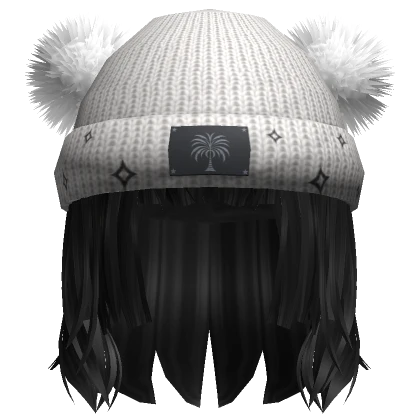 Super Fluffy Winter Beanie Cap Hair - Black