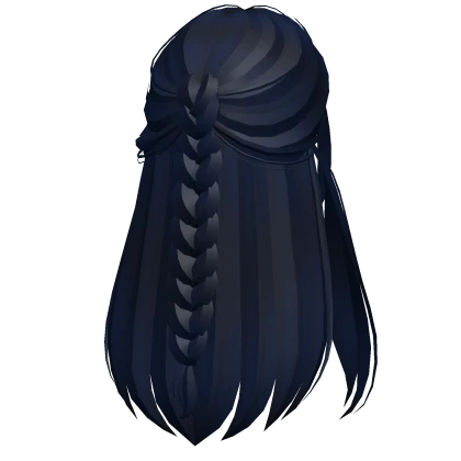 Long Half Up Half Down Braided Hair (Dark Blue)