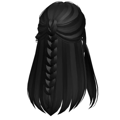 Long Half Up Half Down Braided Hair (Black)