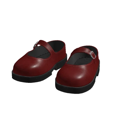 Leather Mary Janes in Red