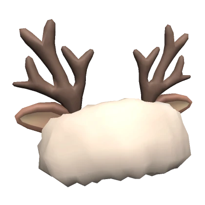 🎄 Fuzzy Headband w/ Deer Antlers & Ears (Beige)