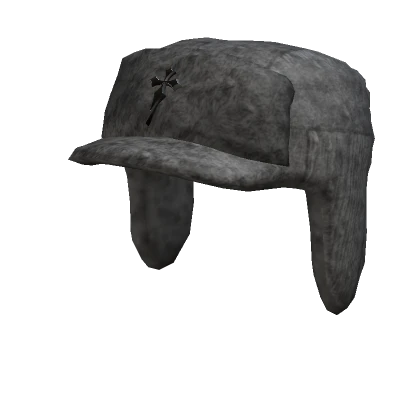 Grey Winter russian Ushanka w Cross