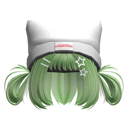 Y2K Short Bob Hair w/ Winter Beanie Green
