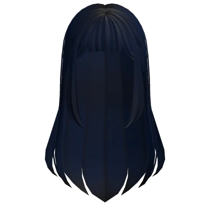 Tucked Back Hime Hair w/ Bangs (Dark Blue)